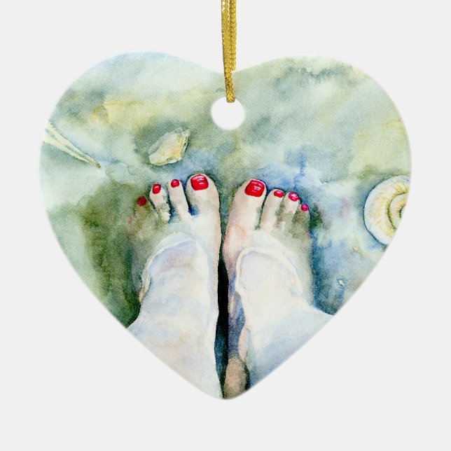 Ornement Cœur En Céramique Première pédicurie (Devant)