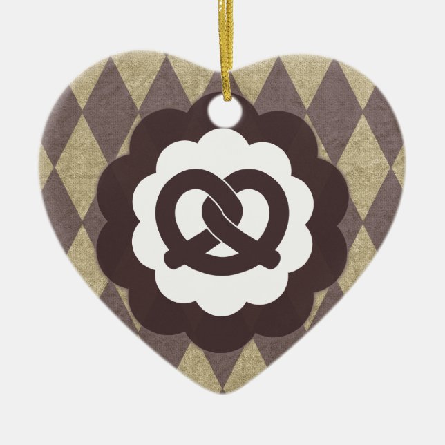 Ornement Cœur En Céramique pretzel (Devant)