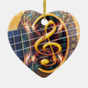 Ornement Cœur En Céramique Psychadélique Accoustique Guitare, conception de l