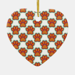 Ornement Cœur En Céramique Puppy Paws
