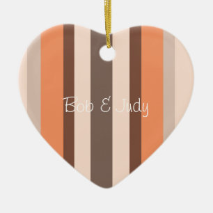 Ornement Cœur En Céramique Rayures de melon de vanille