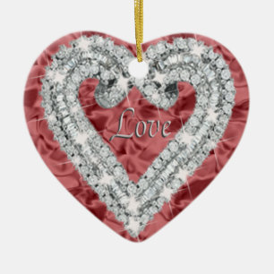 Ornement Cœur En Céramique Red Love Diamond Heart Ornament