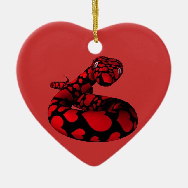 Ornement Cœur En Céramique Red Snake with Hearts (Devant)
