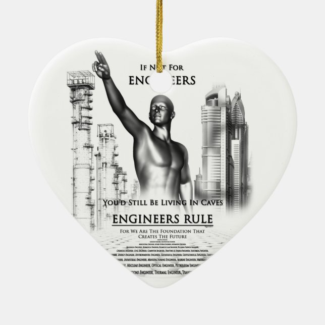 Ornement Cœur En Céramique Règle des ingénieurs (Dos)