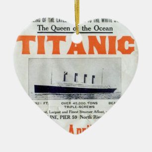 Ornement Cœur En Céramique Reine Titanic de l'Océan - White Star Line