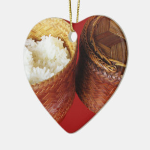 Ornement Cœur En Céramique Riz épineux [Khao Niao] Thai Lao Food