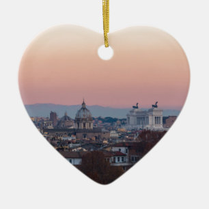 Ornement Cœur En Céramique Rome de Gianicolo panorama au coucher du soleil
