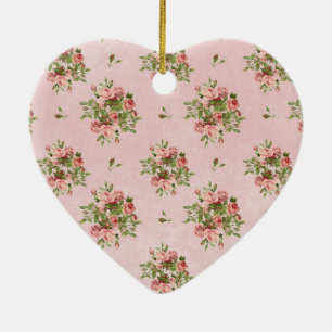 Ornement Cœur En Céramique Rose chic