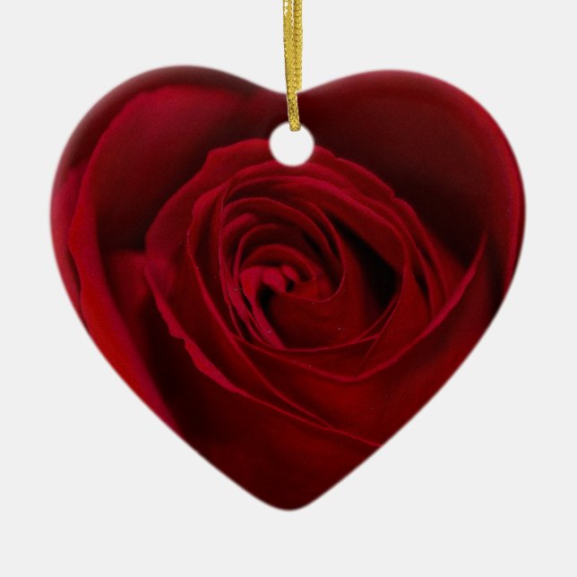 Ornement Cœur En Céramique Rose rouge magnifique (Devant)