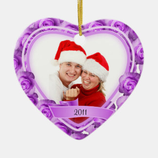 Ornement Cœur En Céramique Roses/photo de Love~