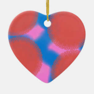 Ornement Cœur En Céramique rouge rose et bleu 56789 art abstrait