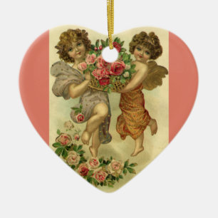 Ornement Cœur En Céramique Saint Valentin victorienne vintage, Angels Rose