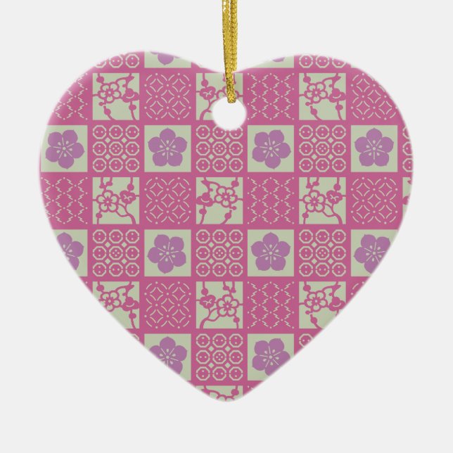 Ornement Cœur En Céramique sakura (Devant)