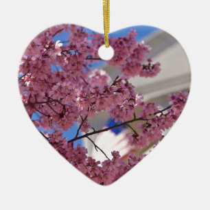 Ornement Cœur En Céramique Sakura Cherry Blossoms Americana