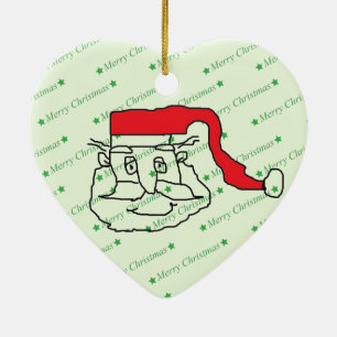Ornement Cœur En Céramique Santa Claus