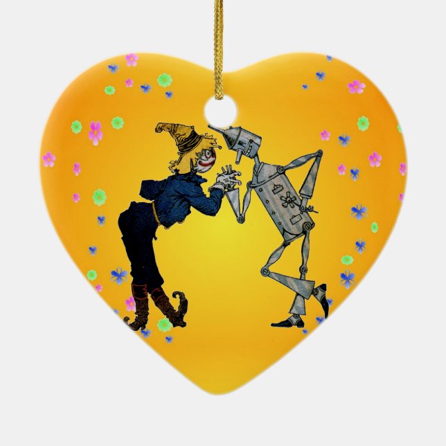 Ornement Cœur En Céramique Scarecrow et Tin Man (Dos)