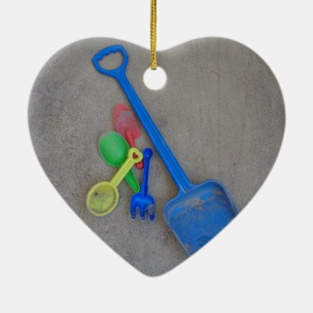 Ornement Cœur En Céramique Scoops de sable, Playground Beach été (Dos)
