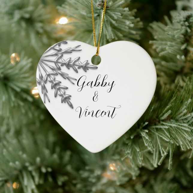 Ornement Cœur En Céramique Silver Tone Fluge d'hiver Mariage d'hiver (Arbre)