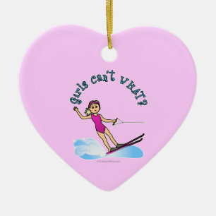 Ornement Cœur En Céramique Skieuse aquatique Blonde Femelle