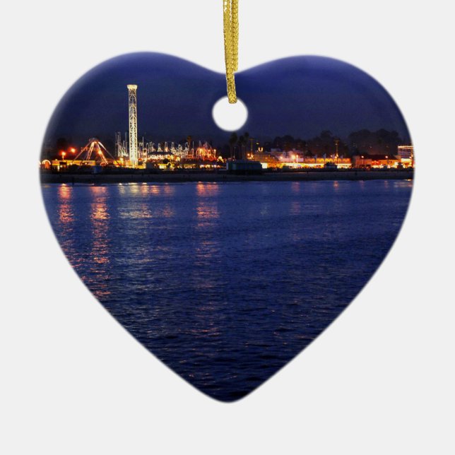 Ornement Cœur En Céramique Soirée à la promenade de Santa Cruz (Devant)