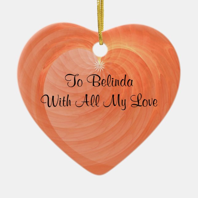 Ornement Cœur En Céramique Souvenir à nervures romantique de coeur d'occasion (Devant)