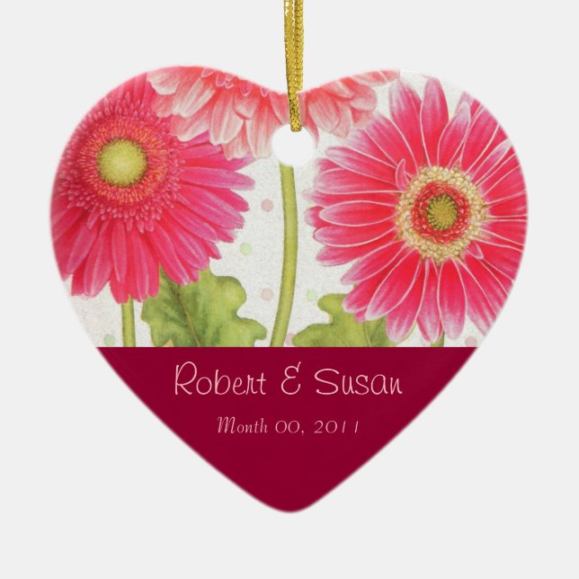 Ornement Cœur En Céramique Souvenir de faveur de mariage (Devant)