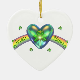 Ornement Cœur En Céramique St. Patricks Day Irish Shamrock Heart