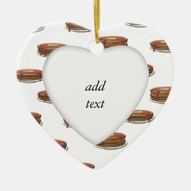 Ornement Cœur En Céramique Stack of Pancakes on Plates Background (Devant)