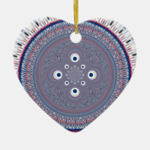 Ornement Cœur En Céramique Symétrie hypnotique : Art géométrique Abstrait