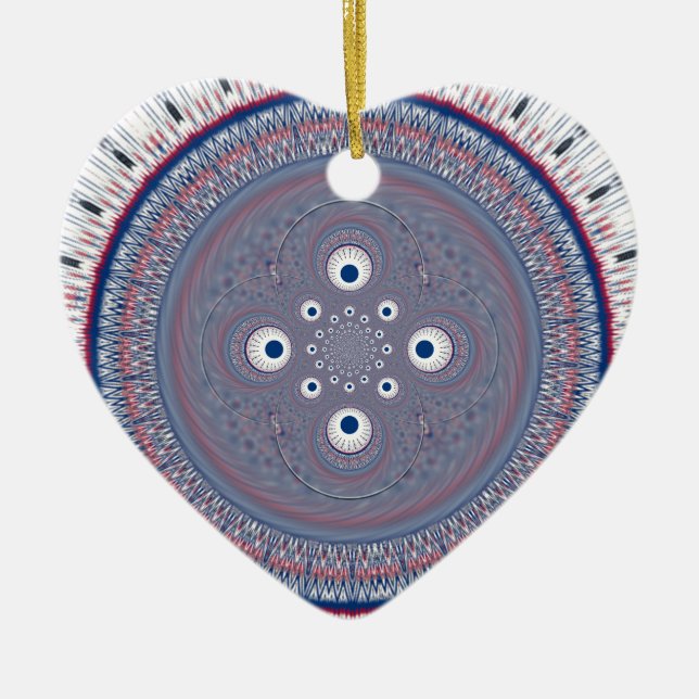 Ornement Cœur En Céramique Symétrie hypnotique : Art géométrique Abstrait (Devant)