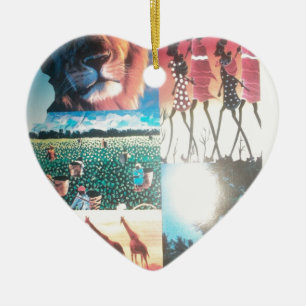 Ornement Cœur En Céramique Tapisserie kenyane : Faune, culture et plage côtiè