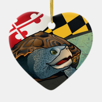 Ornement Cœur En Céramique Terrapin de citoyen, la tortue du Maryland