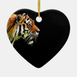 Ornement Cœur En Céramique Tigre approchant - Oeuvres d'art d'animaux sauvage