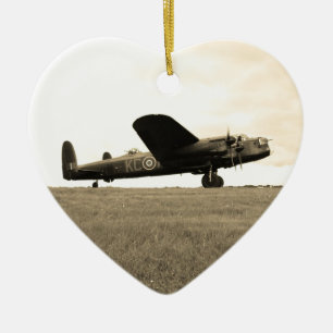 Ornement Cœur En Céramique Ton de sépia de bombardier de Lancaster