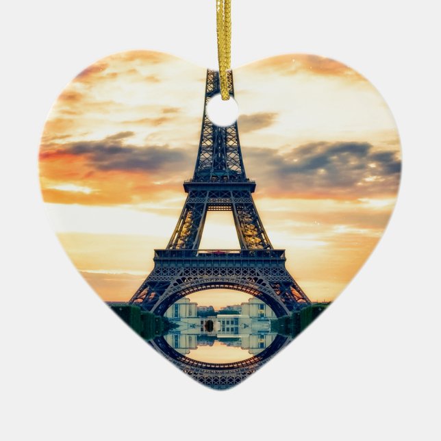 Ornement Cœur En Céramique Tour Eiffel Paris Soirée européenne (Devant)