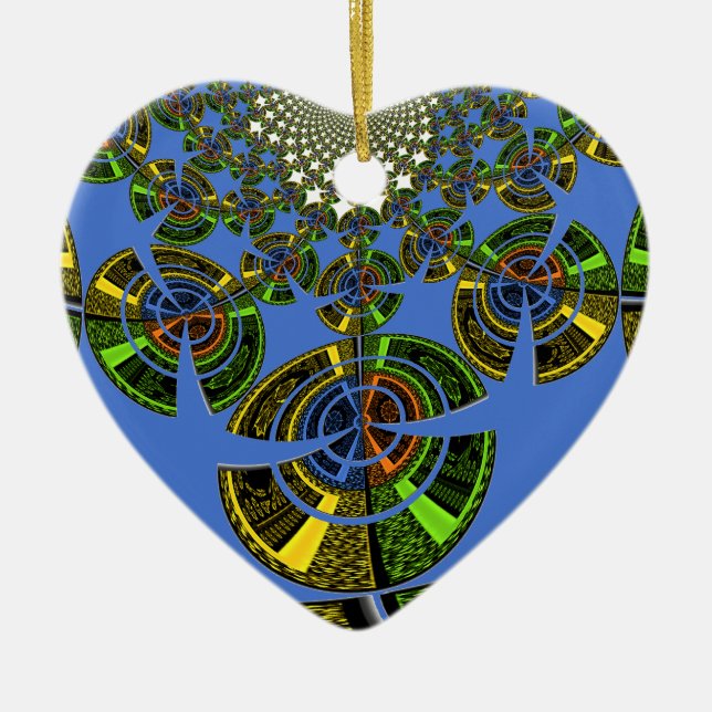 Ornement Cœur En Céramique Tradition bleue (Devant)