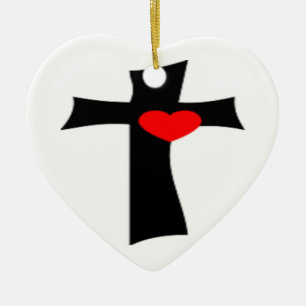 ORNEMENT CŒUR EN CÉRAMIQUE TRAVERSER LE COEUR ROUGE