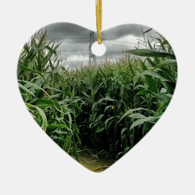 Ornement Cœur En Céramique Un labyrinthe de maïs (Devant)