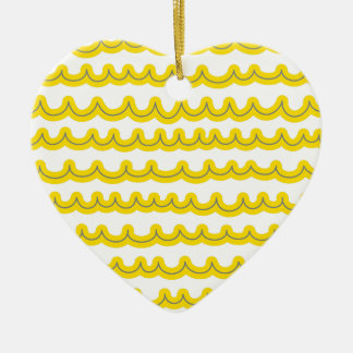 Ornement Cœur En Céramique Vagues Whimsical Océan Jaune