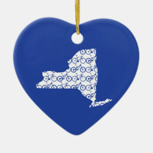 Ornement Cœur En Céramique Vélo New York