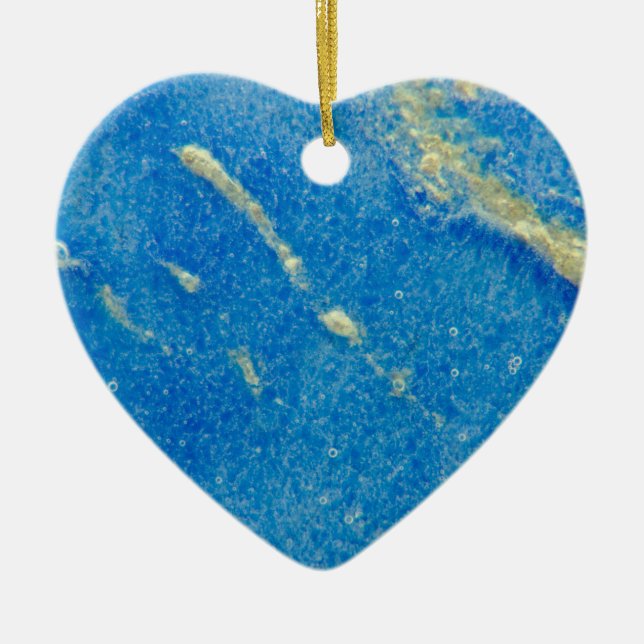 Ornement Cœur En Céramique Verre fondu bleu argenté (Devant)