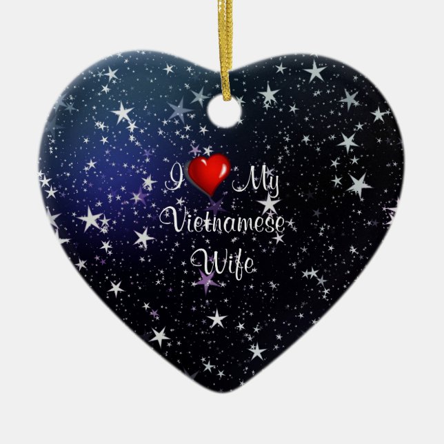 Ornement Cœur En Céramique Vietnam : J'aime ma femme vietnamienne (Devant)