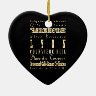 Ornement Cœur En Céramique Ville de Lyon d'art de typographie de la France