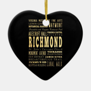 Ornement Cœur En Céramique Ville de Richmond si art de typographie de la