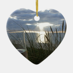 Ornement Cœur En Céramique Vin à la plage