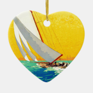 Ornement Cœur En Céramique Vintage