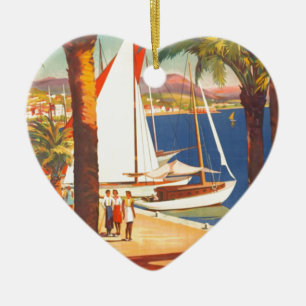 Ornement Cœur En Céramique Vintage Côte d'Azur Voyage en France