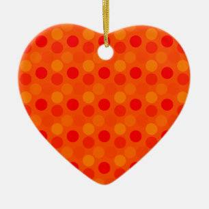 Ornement Cœur En Céramique Voir les points Orange Heart Ornament