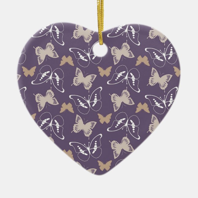 Ornement Cœur En Céramique Vol de papillons (Devant)