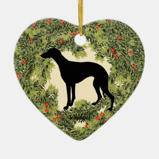 Ornement Cœur En Céramique Whippet Wreath